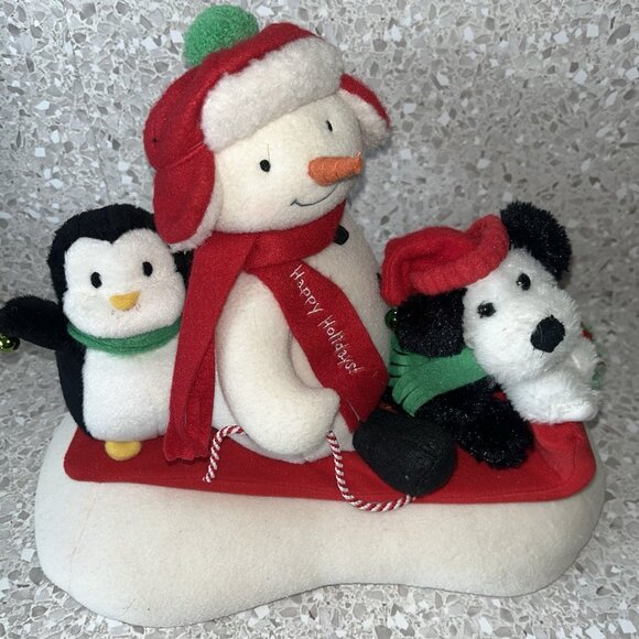 Hallmark JinglePals SNOW WHAT FUN SLEDDERS Animated Snowman Dog Penguin VIDEO - Picture 1 of 17